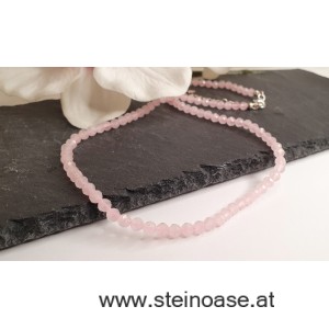 Kette Rosenquarz facettiert 4mm